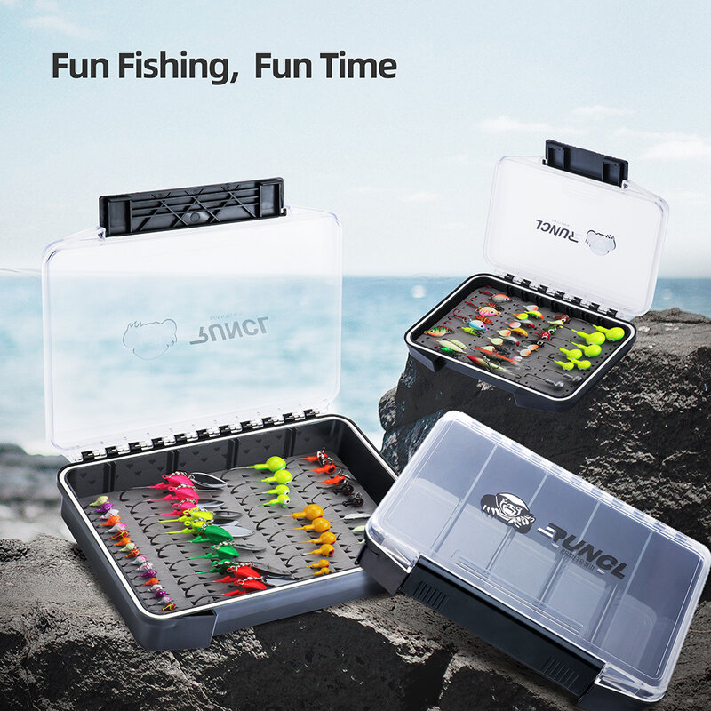 RUNCL-Caja organizadora de pesca impermeable con bandeja móvil, accesorios de pesca, cajas de anzuelos, bandejas de aparejos
