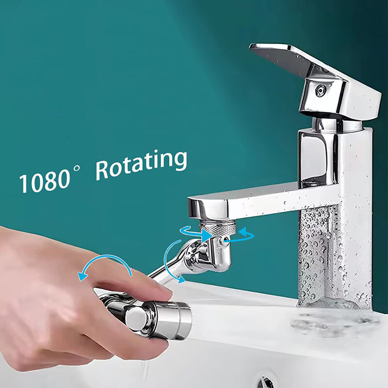 Universal Rotatable Extension Faucet Sprayer Head, Water Tap Bico, Banheiro Tap Extend Adapter, Aerador, 2 modos de pulverização, 1080 °