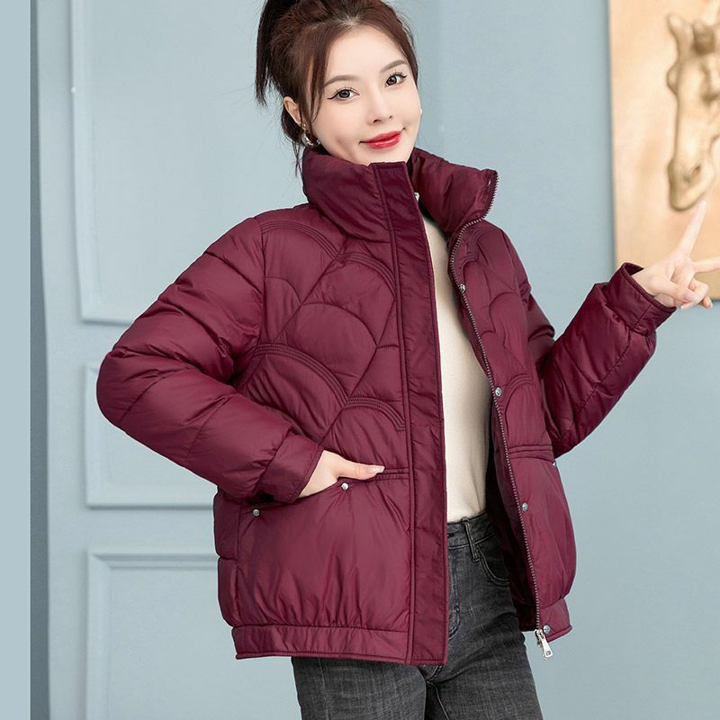 Woman Thin Quilted Jacket Autumn Female Warm Long-sleeved  Women Lady White Duck Down Tops Ultralight Coat Outerwear G125