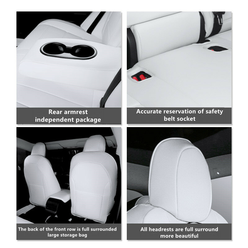 Чехол для автомобильных сидений Tesla Model 3 Y Nappa, кожаный чехол в стиле Full Surround, оптовая цена, Белая Подушка, аксессуары для интерьера