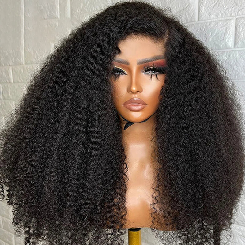Kinky Curly 13X4 Hd Transparent Lace Frontal Human Hair Wig For Women 4*4 Lace Closure Raw Indian Hair 12-30 Inch Natural Color