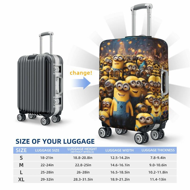 Custom Fashion Minions Luggage Cover Protector Washable Travel Suitcase Covers