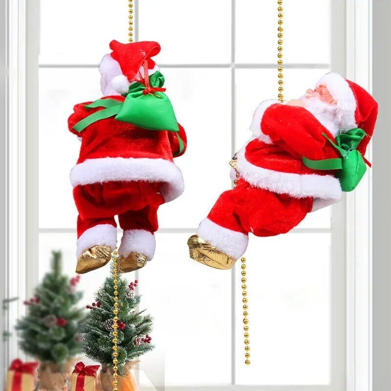 Счастливый Санта, скалолазающая веревка, лестница, электрические игрушки, игра, рождественские музыкальные игрушки для рождественской елки, украшения для мальчиков и девочек, подарки