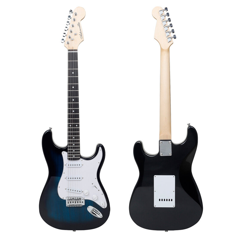 ST Electric Guitar 6 String 21 Frets Basswood Body Electric Guitar with Strings Bag Strap Tuner Accessories