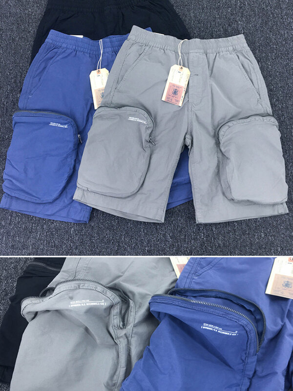 Pantalones cortos de carga ligeros para exteriores, estilo Retro americano, de cinco puntos, informales, lavados, sencillos, con múltiples bolsillos
