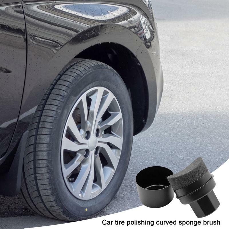 Spons Waxing ban mobil dengan tutup, sikat detail alat pembersih mobil spons ban melengkung lilin mudah dengan tutup
