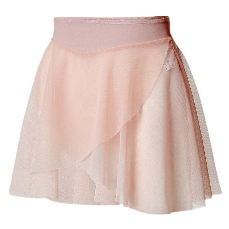Nowy różowy Pull on spódnica z tiulu wysoki niski kobieta balet Lyrical Mesh krótka spódnica dla dziewczynek Sheer Tutu praktyka nosić