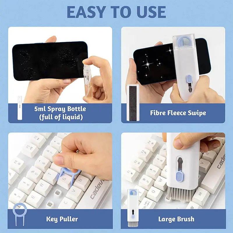 7-In-1 Keyboard Cleaning Kits Airpods Cleaner Headset Cleaner Laptop Scherm Reiniging Bluetooth Oortelefoon Reinigingsset