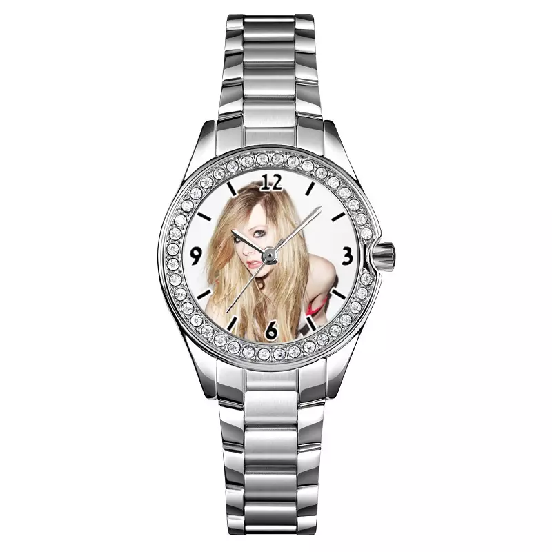 Złote panie dostosowują zegarek fotograficzny kreatywny projekt grawerowania obrazu na tarczy zegarka wyjątkowy prezent dla dziewczynki własne Logo zegar