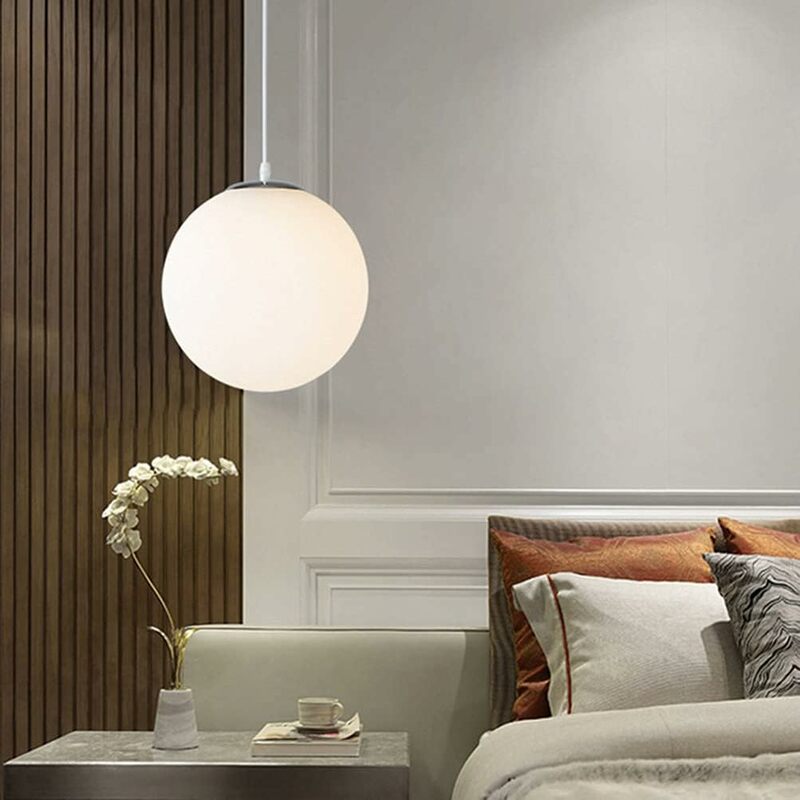 Lampu gantung bola kaca Modern, Aksesori dapur lampu gantung LED ruang tamu kamar tidur dapur luminer suspensi