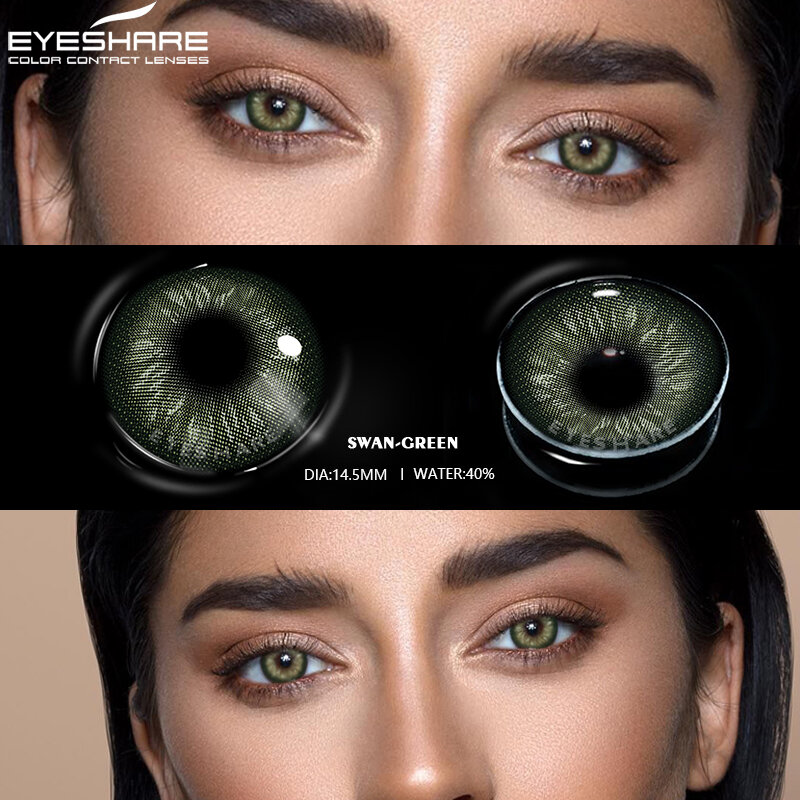 Lentillas de Color para ojos, 2 piezas, lentillas de Color azul Natural, belleza anual, lentillas cosméticas verdes