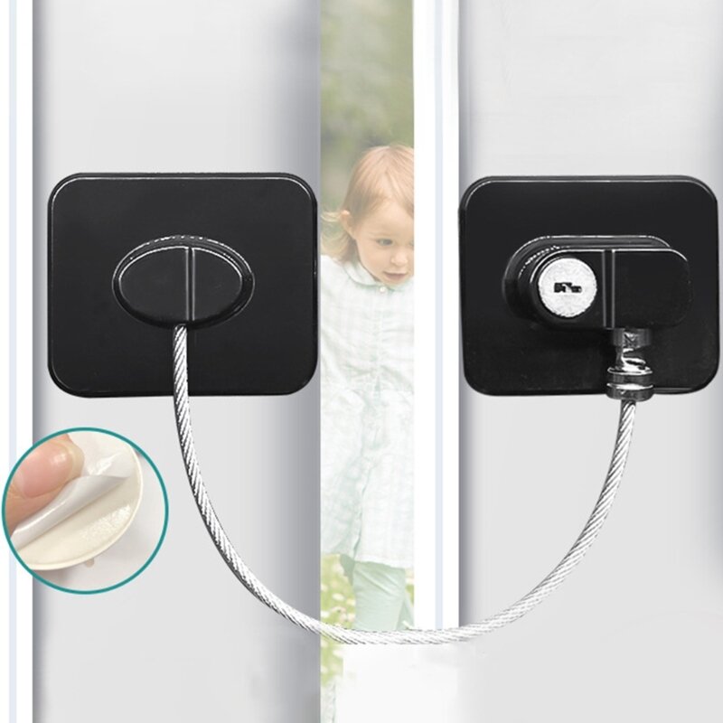 Cerradura Cable ajustable, cerradura a prueba niños/bebés para armarios, puertas, ventanas, G99C