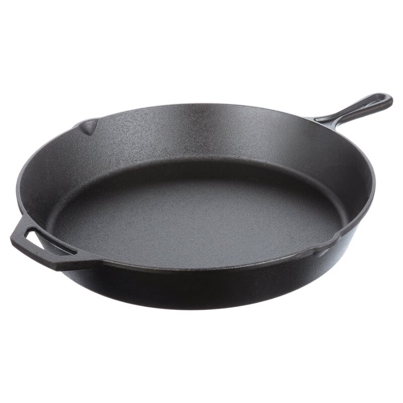 Pre-Seasoned 15" Cast Iron Skillet with Handle and Lips
