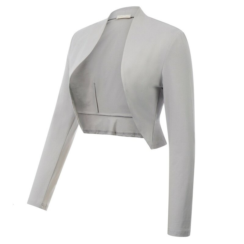 BP Women Vintage Ruffled Hem Bolero Long Sleeve Open Front Cotton Shrug Slim Fit Solid Color Jackets Causal Female Clothing