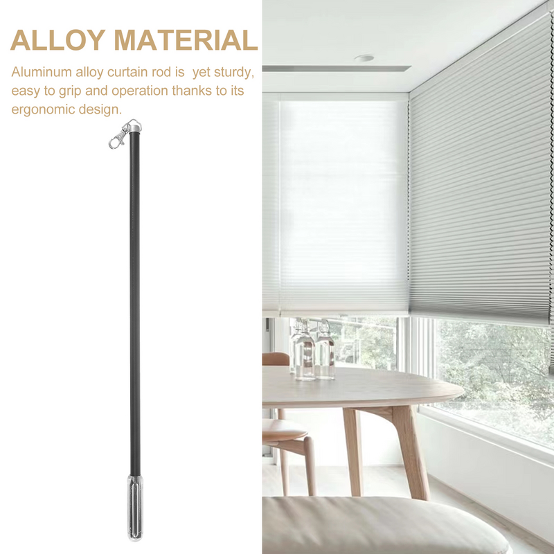 Curtain Stick 50cm Aluminum Alloy Track Roman Rod Manual Push and Pull Small Lever Hand (black)