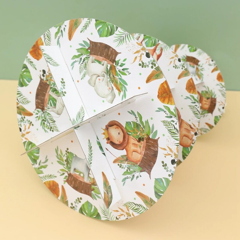 Jungle Animals Safari Cupcake Stand Baby Shower Birthday Party Decorations Cupcake Holder Kids Wild One Party Supplies