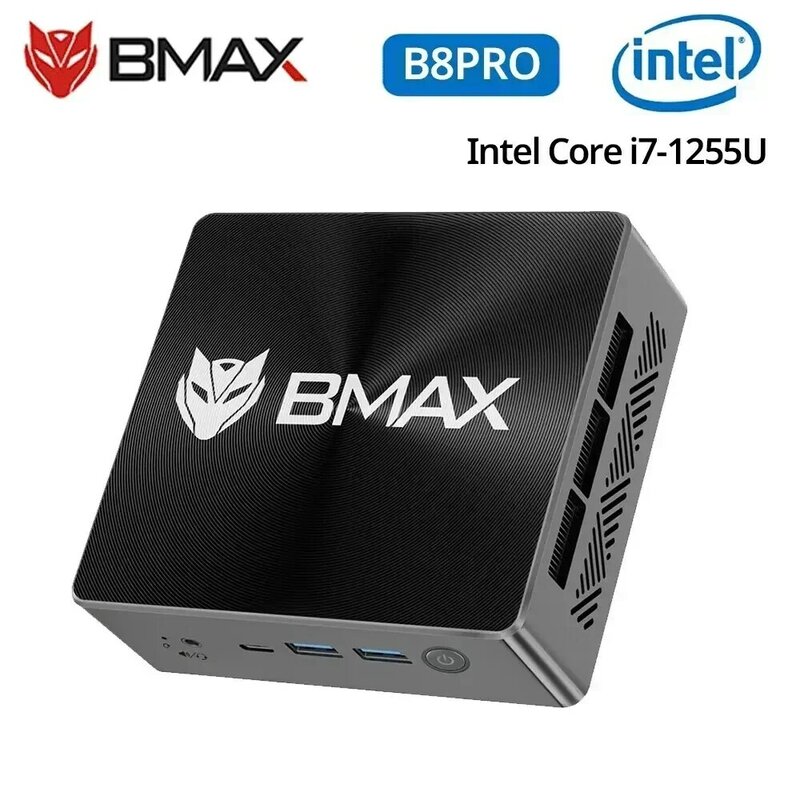 BMAX PC Mini B8PRO Intel Core I7-1255U, PC Mini B8PRO Intel Core 10 Core Windows 11 24GB RAM 1TB NVME SSD HDMI USB Bluetooth WiFi 6 komputer Tipe c