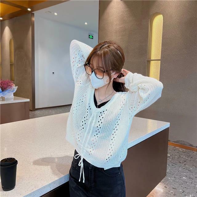 2024 Autumn Women Sweater Fashion Stripe Knitted Pullovers V-neck Causal Bottoming Shirt Soft Knitwear Jumpers Basic  A10
