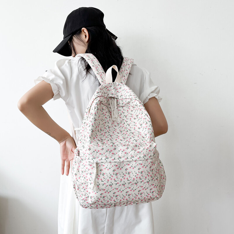 Женский студенческий рюкзак для колледжа, вместительный Простой Цветочный рюкзак с регулируемым ремешком, повседневный Цветочный рюкзак, сумка для девочек-подростков