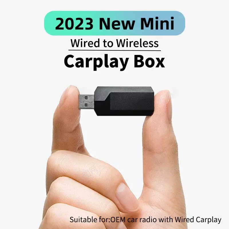 Com fio para adaptador CarPlay sem fio, Estéreo OEM para carro com USB Plug and Play, Conexão automática do telefone inteligente Link