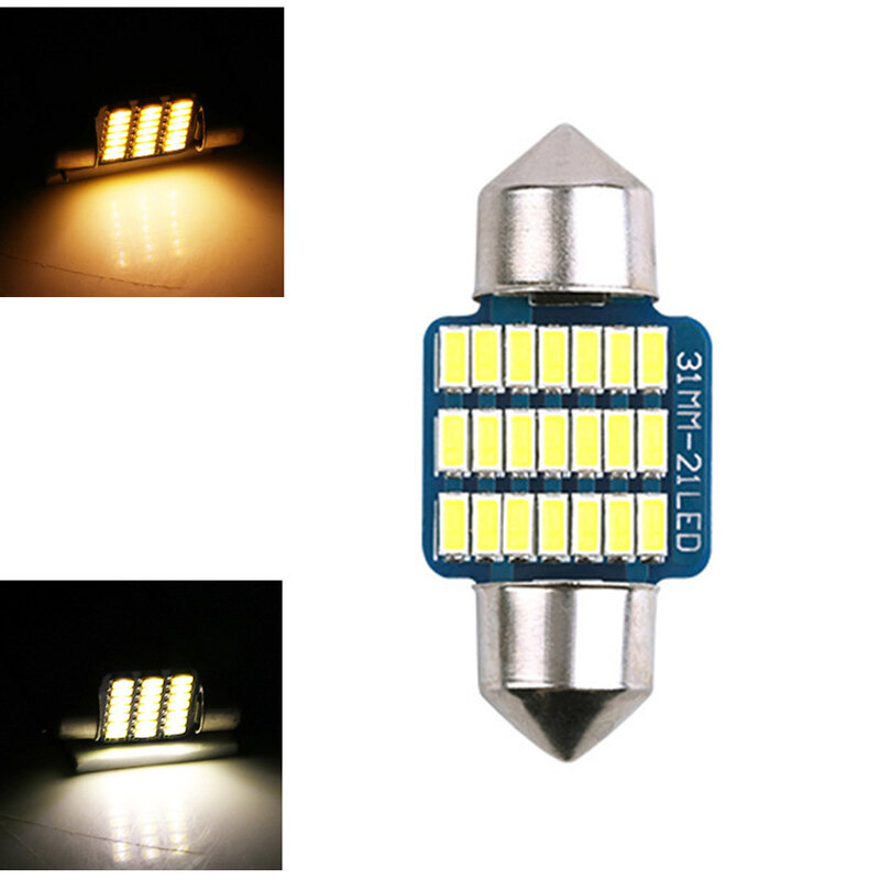 슈퍼 브라이트 LED 전구 더블 팁 21SMD 31mm 작업등, 독서 돔 라이트, 자동차 램프, 자동차 인테리어 액세서리, 1 개