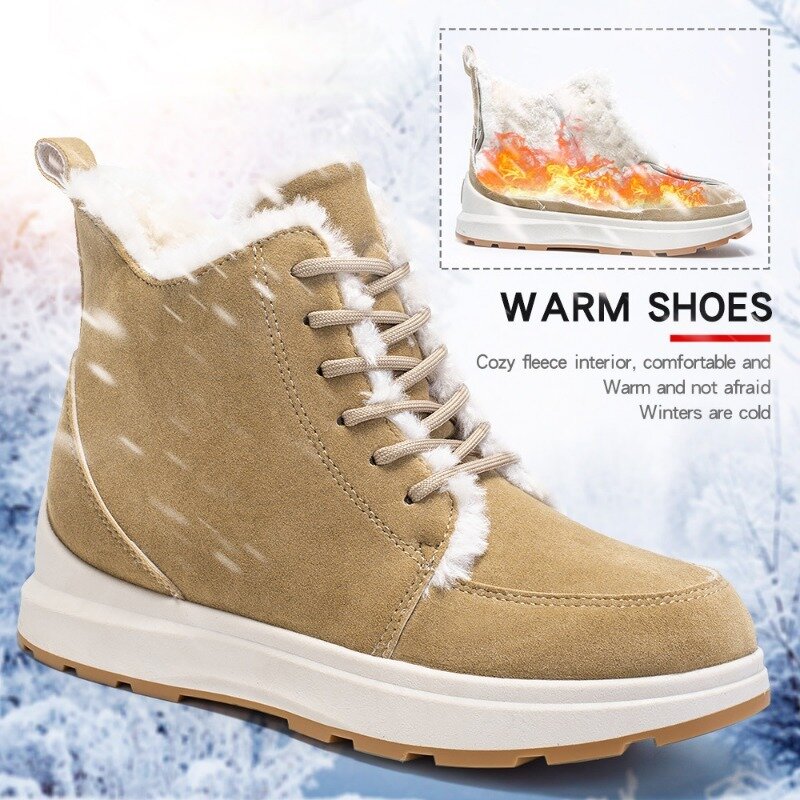2023 New Snow Ankle Boots Winter Casual Warm Side Zipper Platform Shoes For Women Plush Non Slip Solid Color Female Footwear