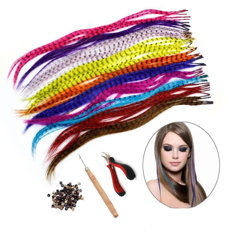 Extensões sintéticas de cabelo liso para mulheres, bastão colorido de ponta I, cabelo de penas, fibra de alta temperatura, 16 ", 50 fios por pacote