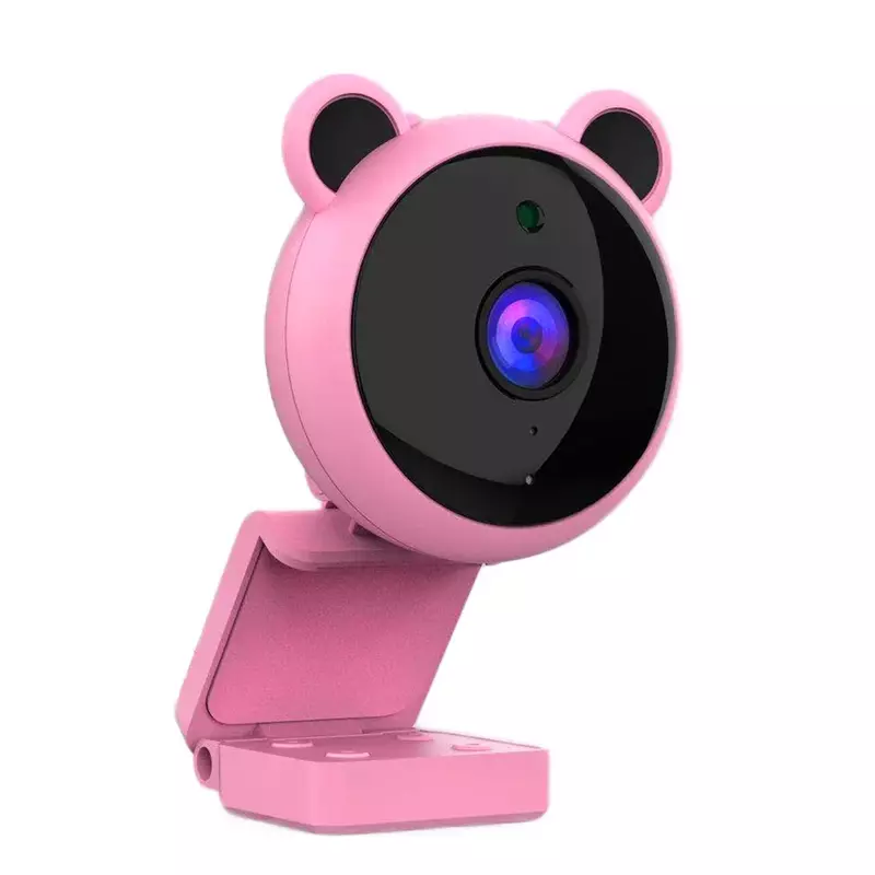 Cámara Web Full HD para ordenador, Webcam rosa con micrófono incorporado, cámara de vídeo 1080p HD, USB, enfoque nocturno