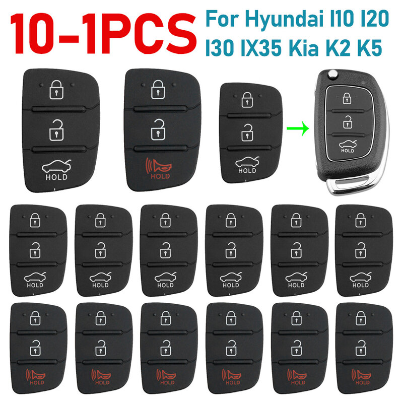 Car 3 Button Remote Key Fob Case Rubber Pad For Hyundai i30 i35 iX20 Solaris Verna for Kia RIO K2 K5 Sportage Flip Folding Key
