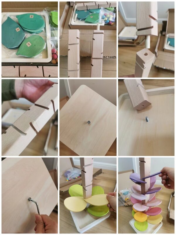 木製のおもちゃの木の板,高品質のレインボーリモコン付きの木製の花びらと大理石の実行トラッキング,子供向けの教育玩具