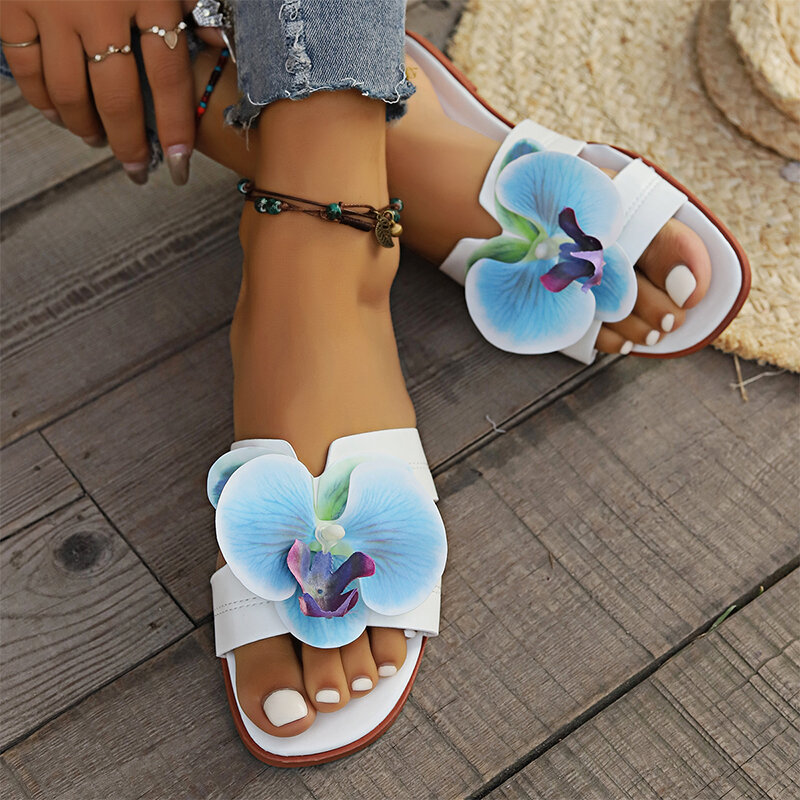 Summer Slippers Women Flower Shoes Flats Casual Sandals 2024 Fashion New Flip Flops Beach Walking Dress Trend Cozy Mujer Slides