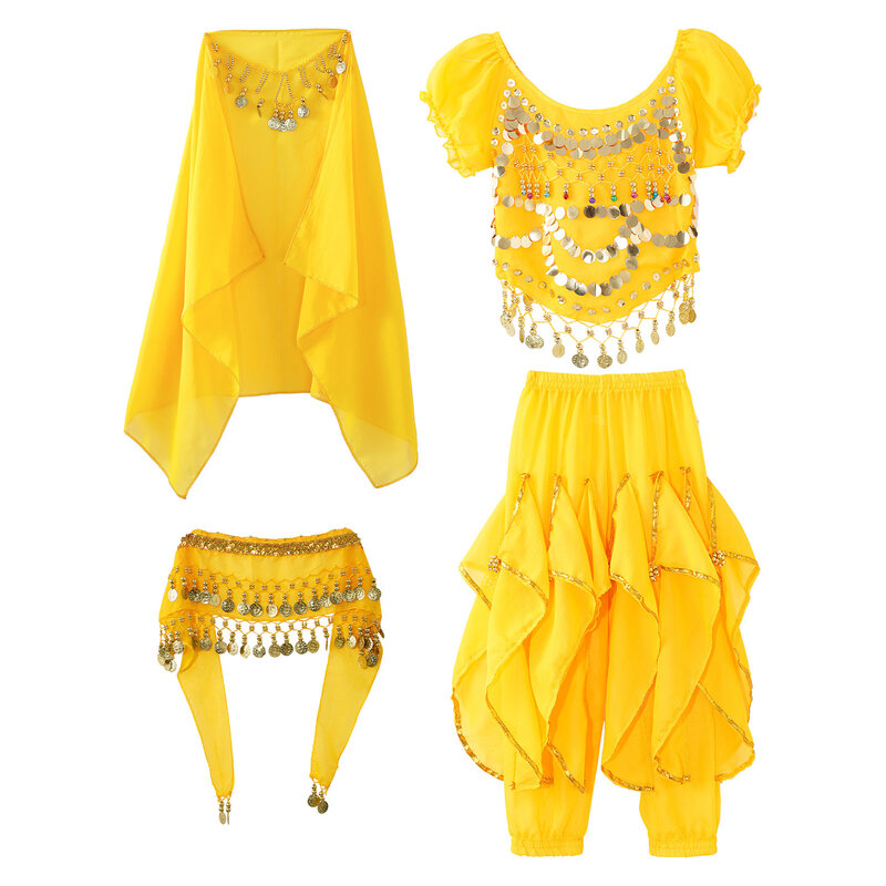 Pakaian dansa perut India payet anak perempuan pakaian Cosplay karnaval Bellydance pakaian tari putri