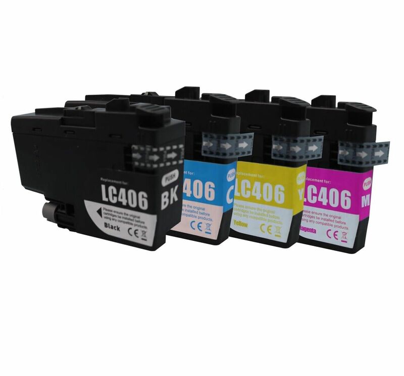 Cartuchos de tinta para Brother, LC406, MFC-J4335DW, MFC-J4345DW, J4535DW, J5855DW, 4 pcs