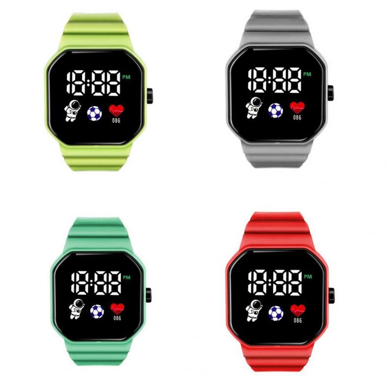 Silicone Strap Watch para crianças, alta precisão, LED, mostrador quadrado, relógio ajustável, estudante