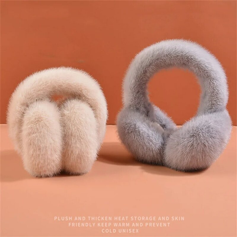 New Winter Cute Women'S Warm Imitation Rabbit Hair Earmuffs Simple Versatile Foldable Plush Earmuffs Casual Sports Earbuds
