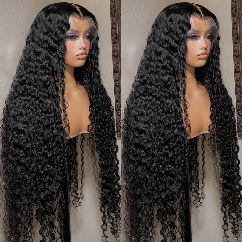 Perruques Lace Frontal Wig Deep Wave Hd bouclées pour femmes, cheveux brésiliens, 13x6, 30 pouces, 13x4, 40 pouces