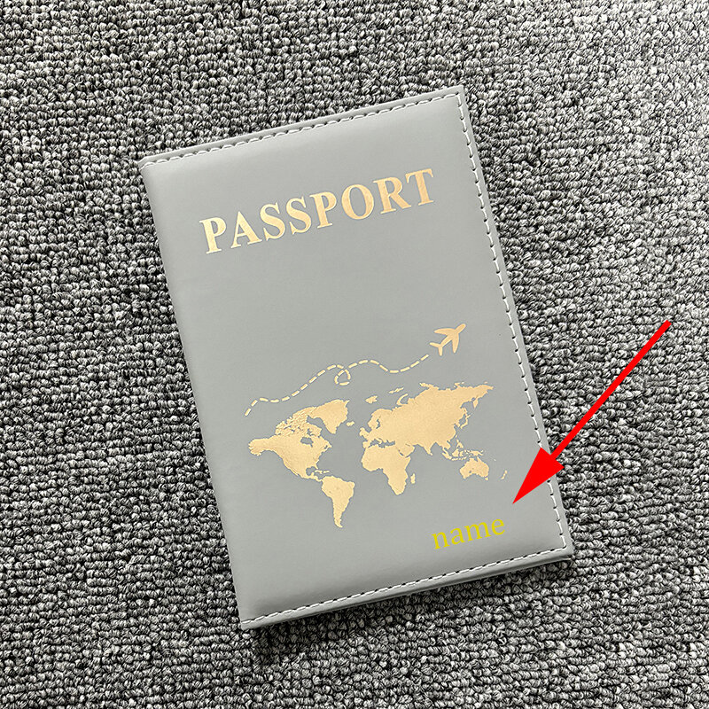حافظة مخصصة لحامل بطاقة الاسم ، غطاء جواز سفر ، محفظة سفر ، حافظة هوية عمل ، اسم قابل للتخصيص على جواز السفر ، لون ذهبي