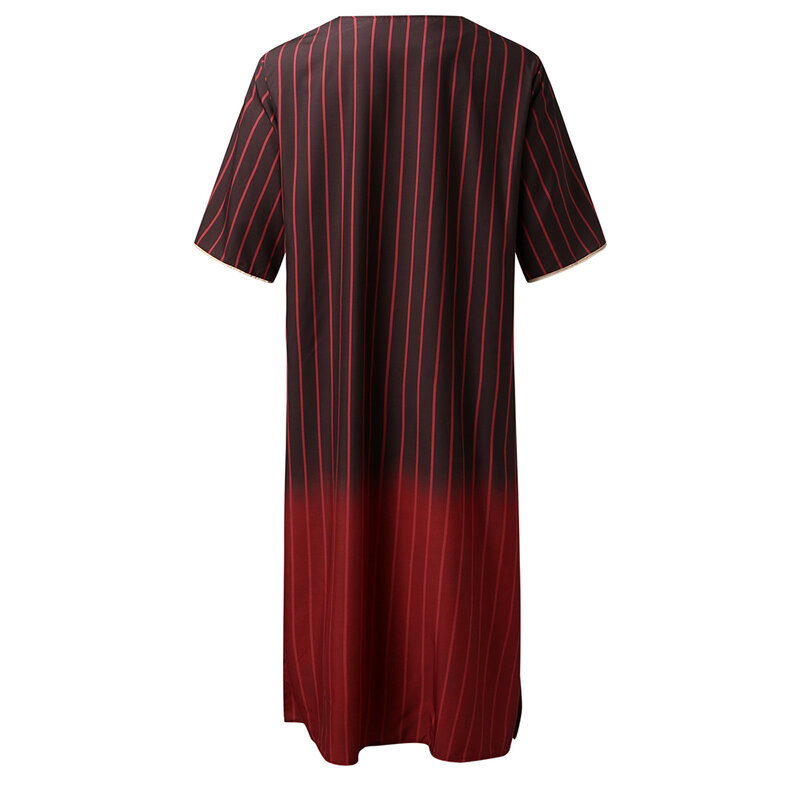 Moslim Mannen Jubba Thobe Lange Mouw Islamitische Kleding Borduurwerk V-Hals Kimono Robe Abaya Kaftan Dubai Arab Overhemden