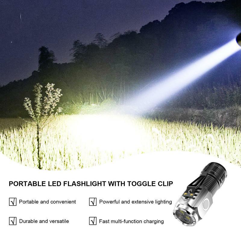 Torcia a LED portatile a levetta Clip Mini torce ricaricabili avvertimento torcia di sicurezza torcia per bici torcia a LED lampada in metallo