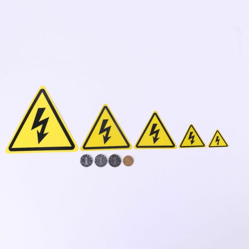 5 pz PVC avvertimento adesivo elettrico Shock Hazard etichette adesive 3.6/5/8/10/15cm giallo pericolo scatola elettrica avviso decalcomania