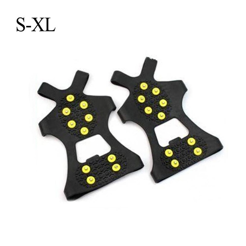 Winter Climbing Anti-Slip Snow Spikes Grips 1 Pair 10 Studs Cleats Over Shoes Covers Crampon Anti-Skid Ice Gripper Spike