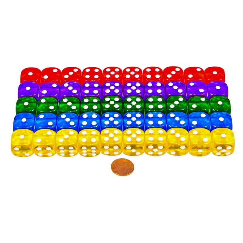 10 buah Set dadu permainan D6 titik enam sisi warna bening 16mm akrilik transparan untuk Bar Pub klub permainan papan pesta
