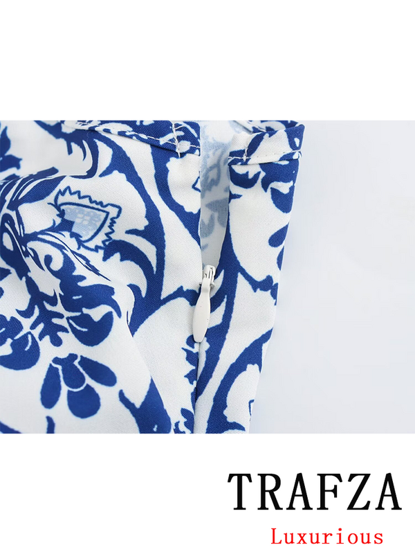 TRAFZA-Vestido largo informal con cremallera para mujer, traje femenino de fiesta con cuello Halter, Estilo Vintage, a la moda, 2024