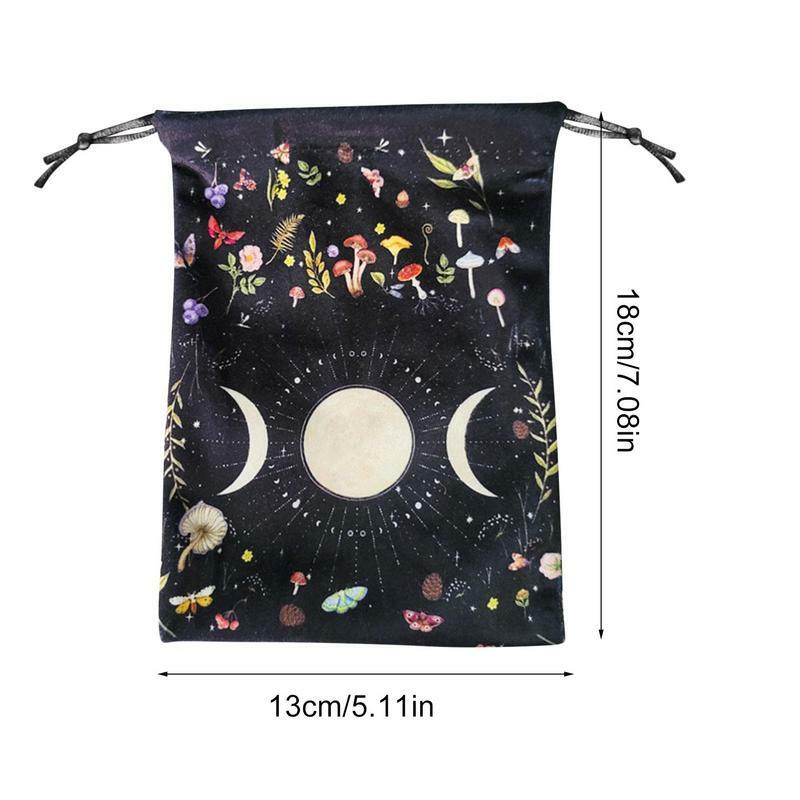 Aksamitna księżycowa torba do przechowywania tarota Mini torba ze sznurkiem biżuteria w kości torba do gry planszowej torebki na prezenty pakowania materiałów do czarów