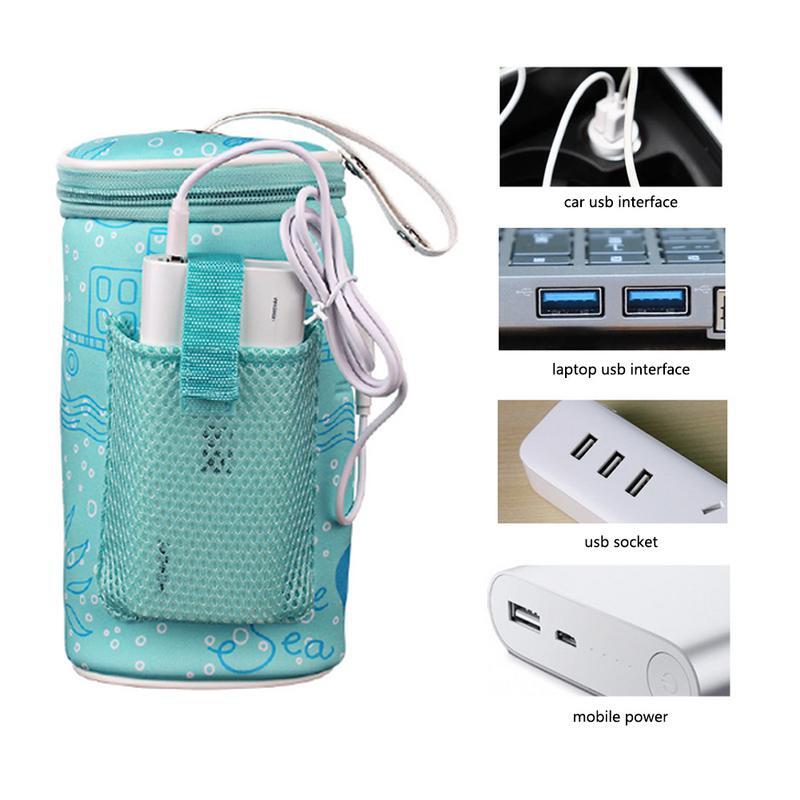 Portable Baby Bottle Heat Keeper, Saco aquecedor USB para mamadeiras, Garrafa de alimentação infantil, Termostato de isolamento