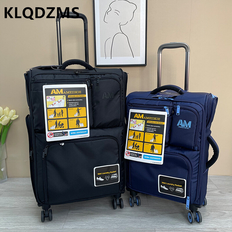 KLQDZMS 20"24"29Inch Luggage Oxford Cloth Trolley Case Large Capacity Waterproof Boarding Box with Wheels Rolling Suitcase