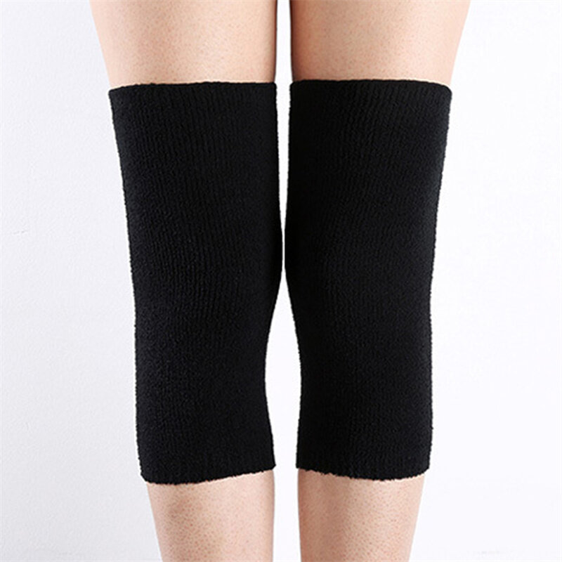 1 Pasang Bantalan Lutut Hangat Musim Dingin Alat Pelindung untuk Wanita Tua Pria Bantalan Lutut Dukungan untuk Musim Semi Warna Solid Pelindung Lutut Lari