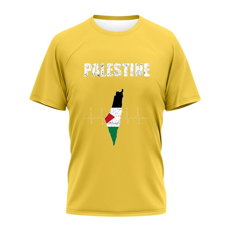Mens Palestine T Shirts Short Sleeve Printed Round Neck Cool Top Casual Sweatshirt  Palestinian Dna Tee Tops Clothing For Men