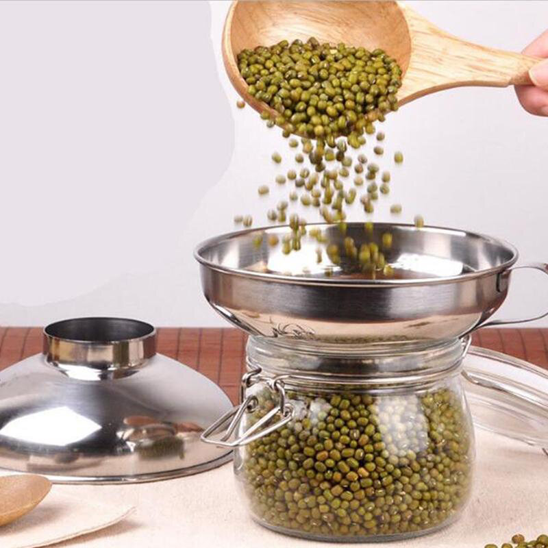 Stainless Steel Wide Mouth Funnel Canning Hopper Filter Food Pickles Jam Funnel Multi-function Wine Funnel Kitchen Gadgets