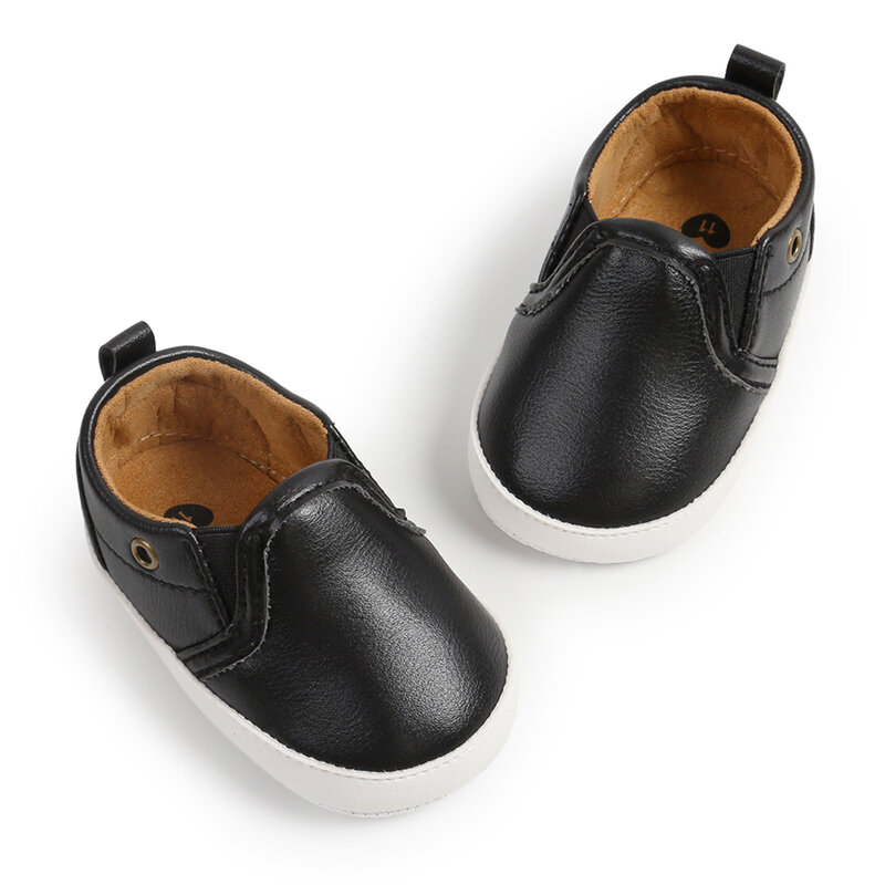 Baby Flat Shoes Solid Color PU Leather Non-Slip Wedding Shoes Infant Walking Shoes Moccasins